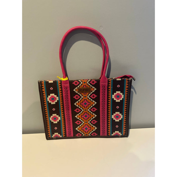 Wrangler Southwestern Pattern Dual Sided Print Canvas Wide Tote