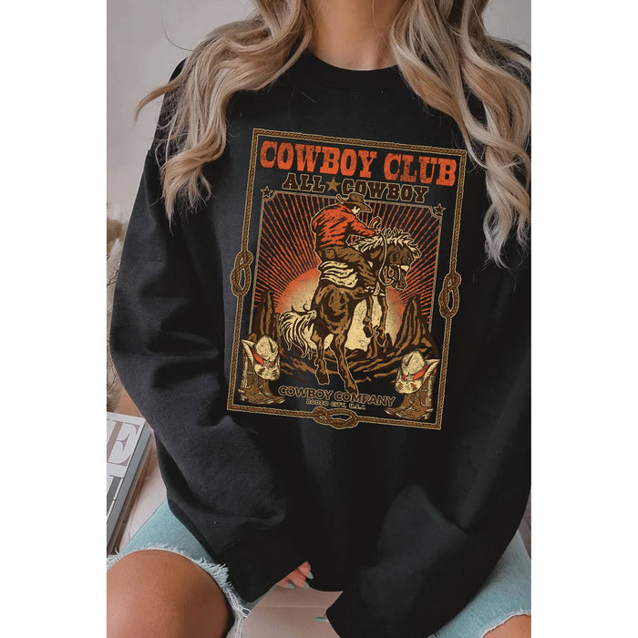 Cowboy Club Graphic Brushed Sweatshirts