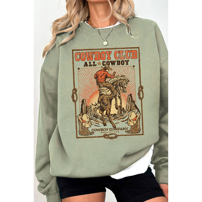 Cowboy Club Graphic Brushed Sweatshirts