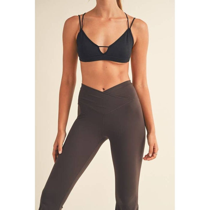 Chocolate High Waist Crossover Flare Legging