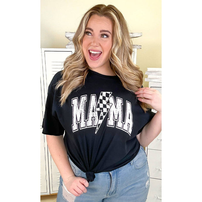 Checkerboard Lightning Bolt Mama Graphic Shirt