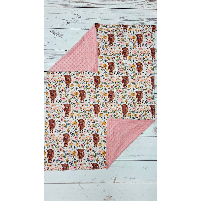 Baby Pink Cows Flower Blankets