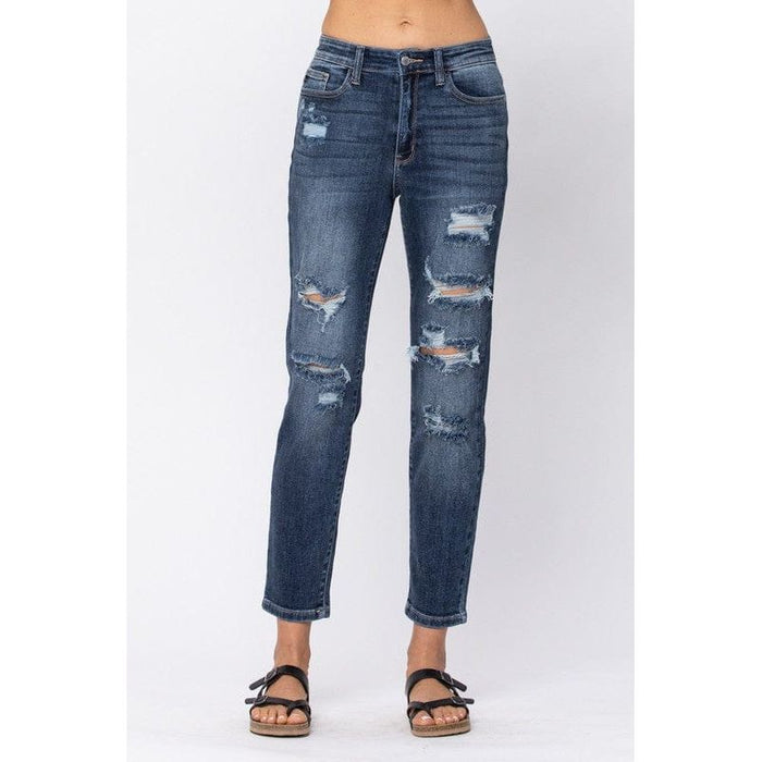 High-rise distressed boyfriend- Judy Blue Jeans