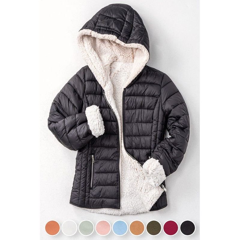 Fleece lined store puffer jacket women's