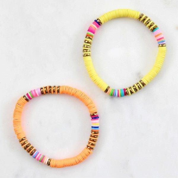 Men's Beaded Bracelet with Pink and Gold Disc Beads