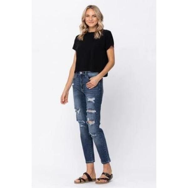 High-rise distressed boyfriend- Judy Blue Jeans