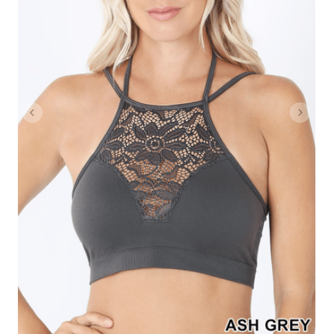 Lace cutout bralette with bra pads — LECCE